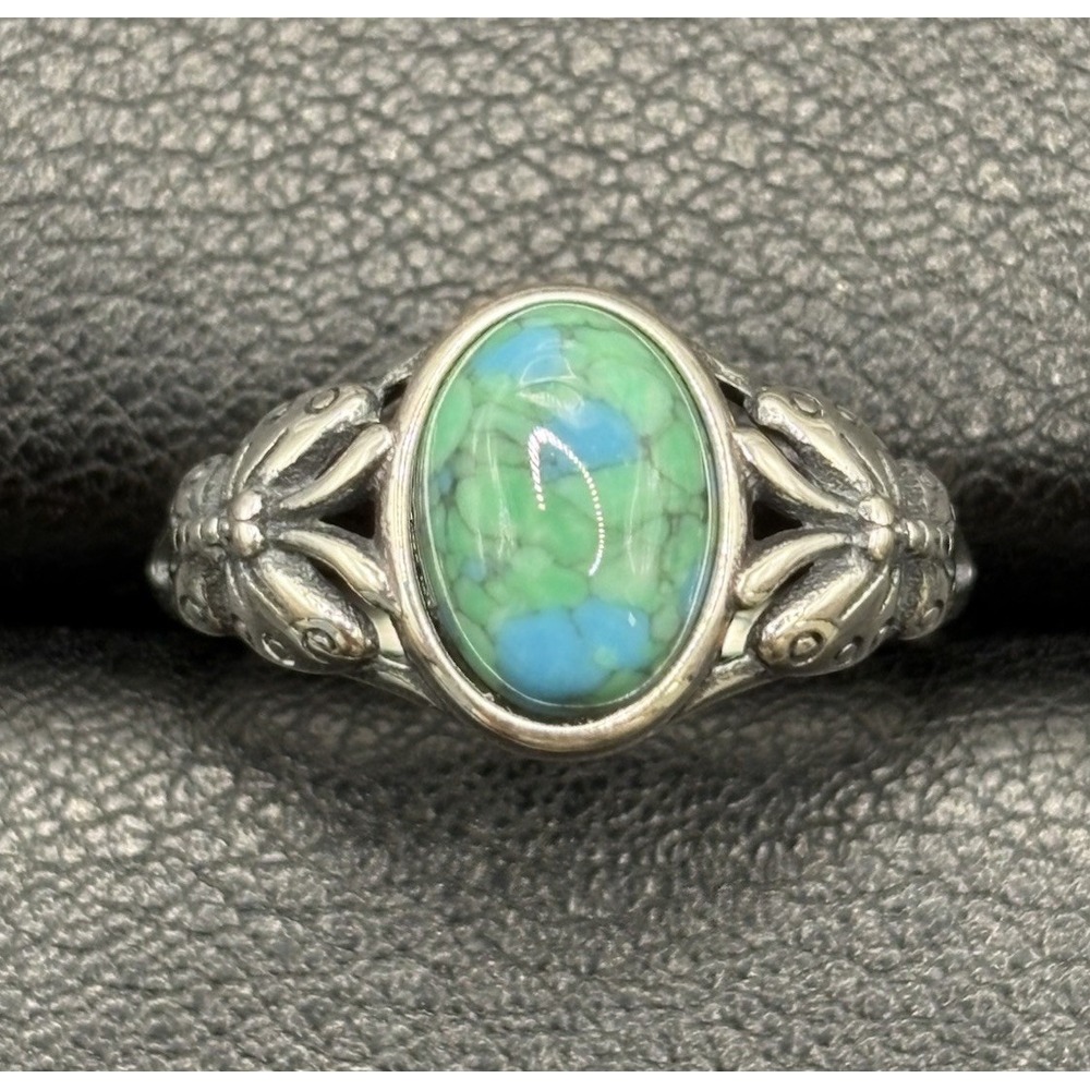 New Condition Sterling Silver Turquoise Butterfly Ring Size 7 E11